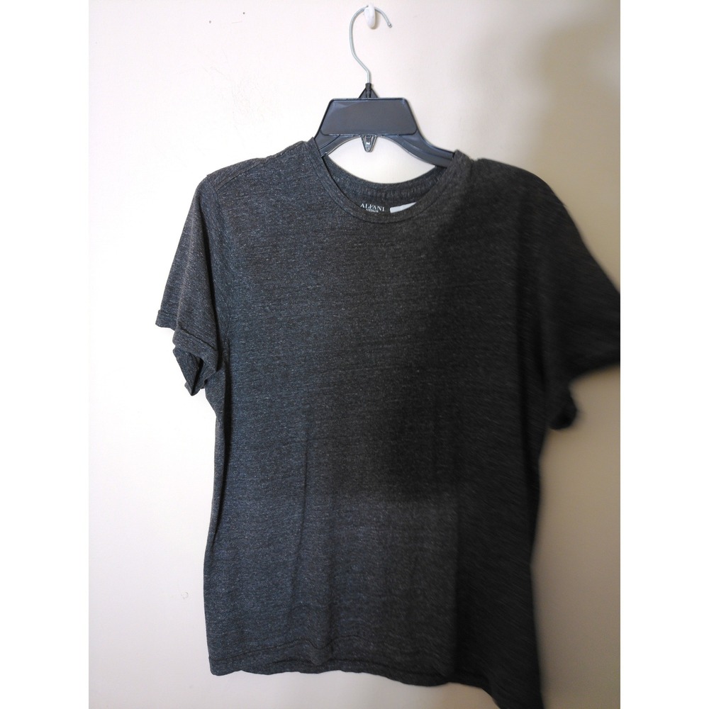Alfani T-Shirt Womens Medium Charcoal Heather Grey Short Sleeve Basic Minimalist